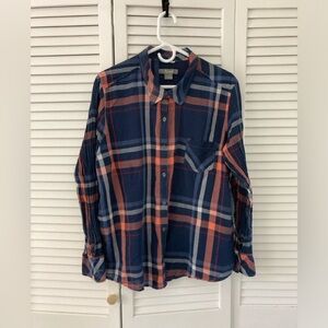 Womens Natural Reflections Plaid Long Sleeve Shirt with Sleeve Ruffle, Size XXL